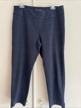 Donna Degnan Navy Plaid Cropped Ponte Pants